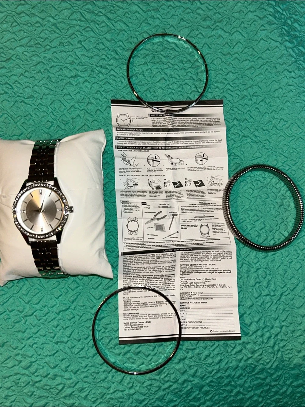 Silver Crystal Bezel Stainless Watch with Bangles Set NWOT Jewelry Set